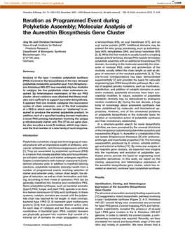 Iteration As Programmed Event During Polyketide Assembly; Molecular Analysis of the Aureothin Biosynthesis Gene Cluster