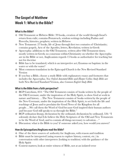 Week 1 What Is the Bible Handout