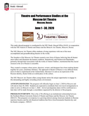 Theatre and Performance Studies at the Moscow Art Theatre June 1