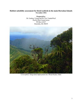 Habitat Suitability Assessment for Listed Seabirds in the Main Hawaiian Islands November 2016