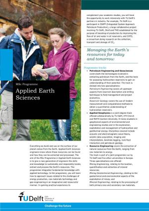 Applied Earth Sciences Natural Resources from the Earth, Ranging from Engineers Know Where Those Resources Can Be Found Raw Materials to Energy