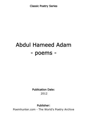Abdul Hameed Adam - Poems