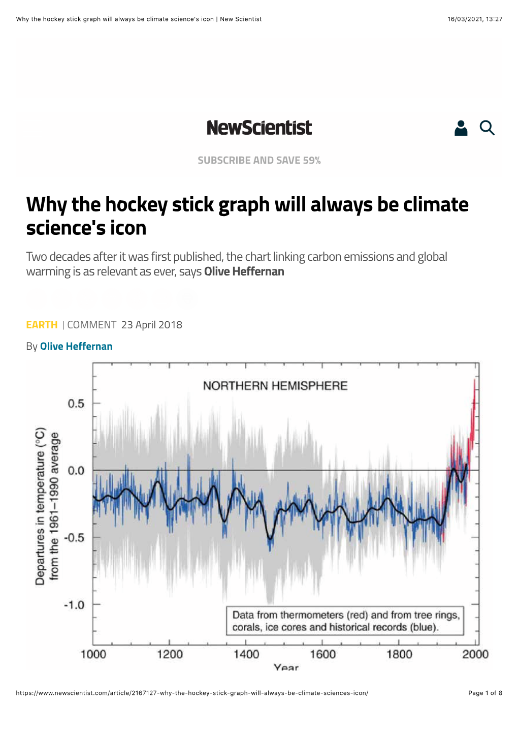 Why the Hockey Stick Graph Will Always Be Climate Science's Icon | New Scientist 16/03/2021, 13:27