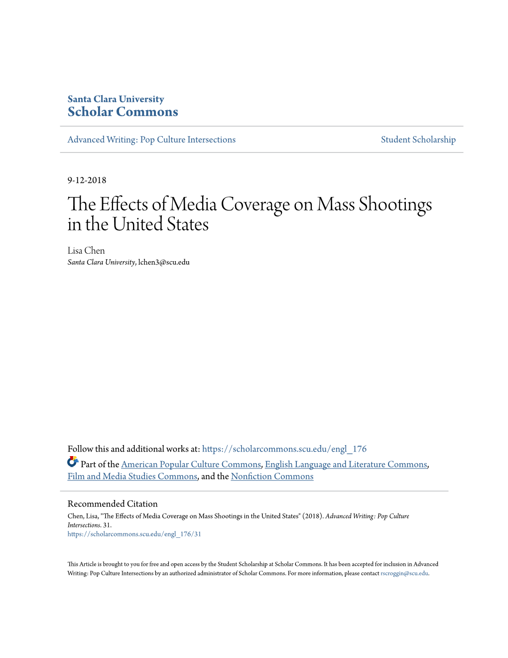 The Effects of Media Coverage on Mass Shootings in the United States