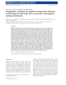 Ontogenetic Variation in Epibiont Community Structure in the Deep-Sea Yeti Crab, Kiwa Puravida: Convergence Among Crustaceans