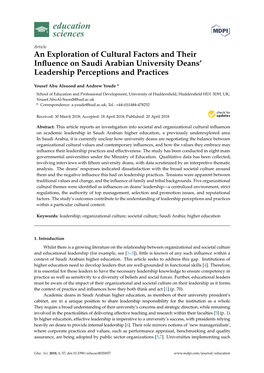 An Exploration of Cultural Factors and Their Influence on Saudi Arabian