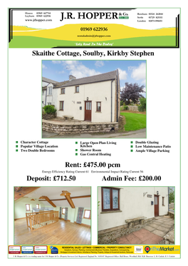 Skaithe Cottage, Soulby, Kirkby Stephen Cumbria, CA17 4PJ