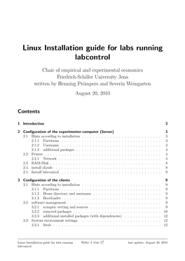 Linux Installation Guide for Labs Running Labcontrol