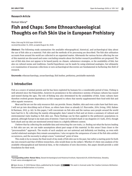 Some Ethnoarchaeological Thoughts on Fish Skin Use in European Prehistory