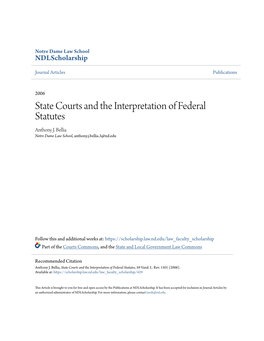 State Courts and the Interpretation of Federal Statutes Anthony J