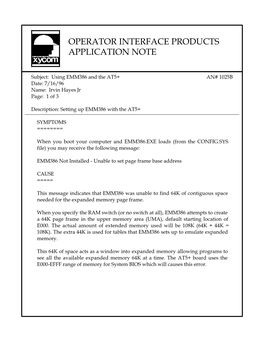 Operator Interface Products Application Note