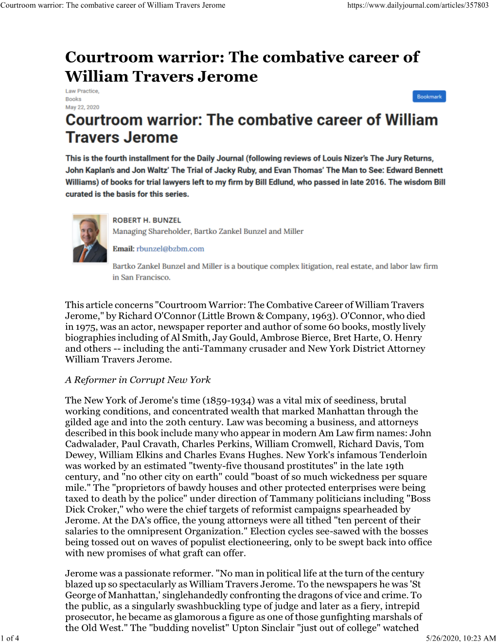 Courtroom Warrior: the Combative Career of William Travers Jerome