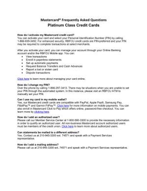 Mastercard Frequently Asked Questions Platinum Class Credit Cards