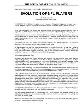 Evolution of Nfl Players