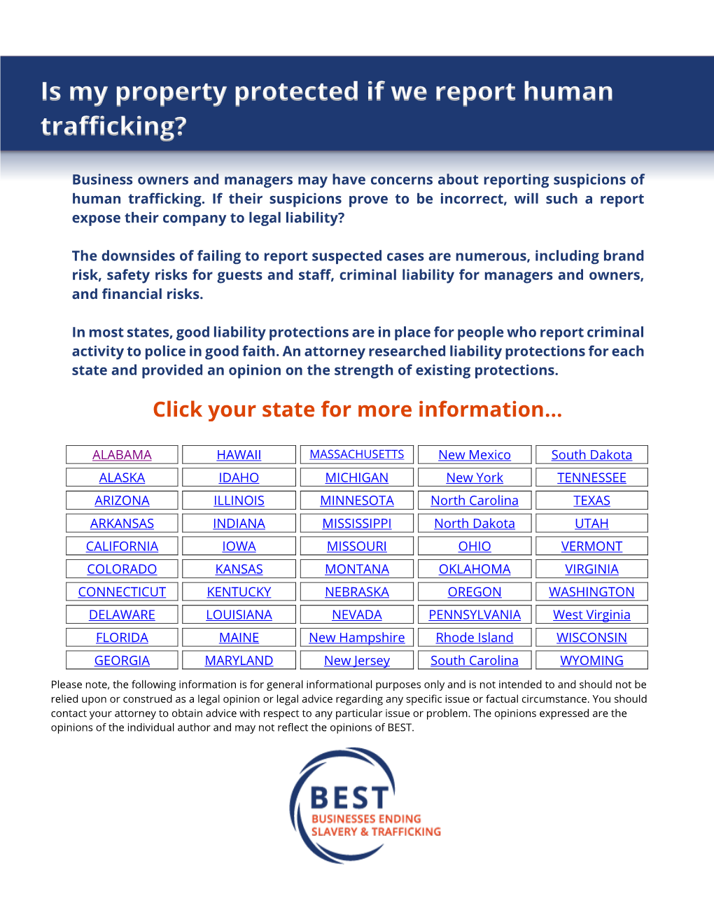 Is My Property Protected If We Report Human Trafficking?