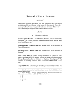 Liakat Ali Alibux V. Suriname, Case Summary
