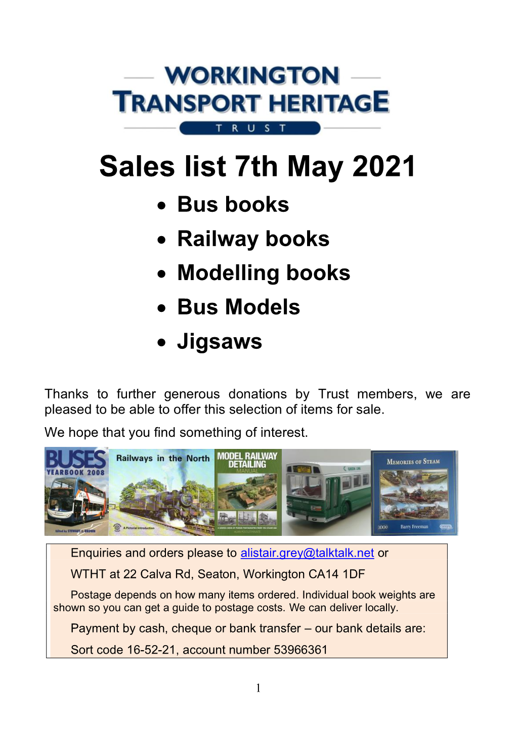 Sales List 7Th May 2021 • Bus Books • Railway Books • Modelling Books • Bus Models • Jigsaws