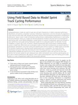 Using Field Based Data to Model Sprint Track Cycling Performance Hamish A