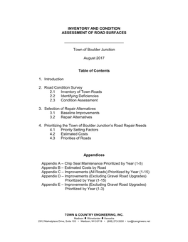 Inventory and Condition Assessment of Road Surfaces