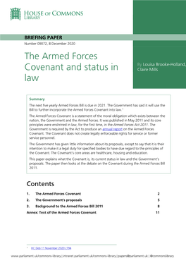 The Armed Forces Covenant and Status in Law