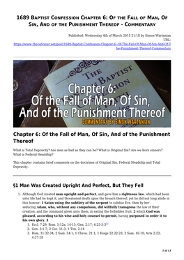 MAN, of Chapter 6: of the Fall of Man, of Sin, and of The