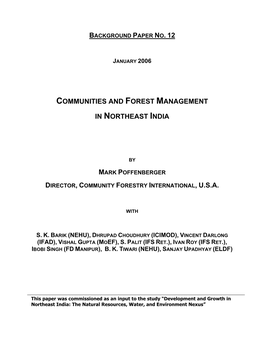 Communities and Forest Management in Northeast