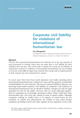Corporate Civil Liability for Violations of International Humanitarian
