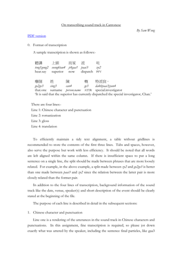 On Transcribing Sound Track in Cantonese by Sam Wong PDF Version