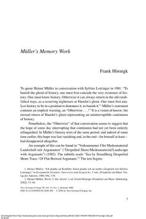 Mülleros Memory Work
