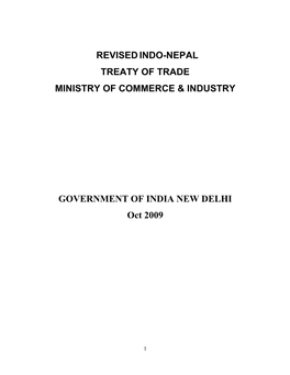 Revisedindo-Nepal Treaty of Trade Ministry of Commerce