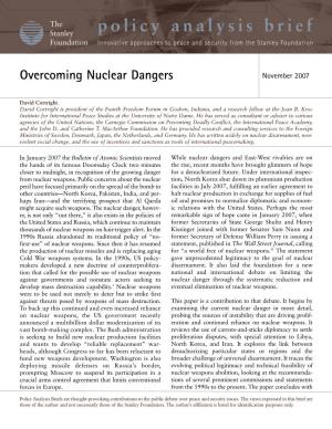 Overcoming Nuclear Dangers November 2007