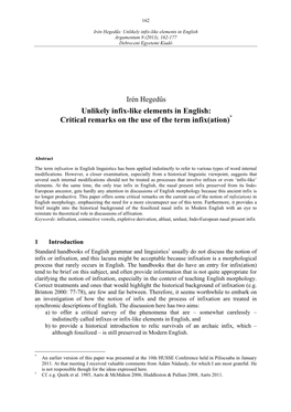 Unlikely Infix-Like Elements in English Argumentum 9 (2013), 162-177 Debreceni Egyetemi Kiadó