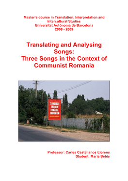 Three Songs in the Context of Communist Romania