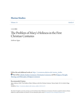The Problem of Mary's Holiness in the First Christian Centuries