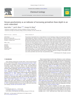 Stream Geochemistry As an Indicator of Increasing Permafrost Thaw Depth in an Arctic Watershed