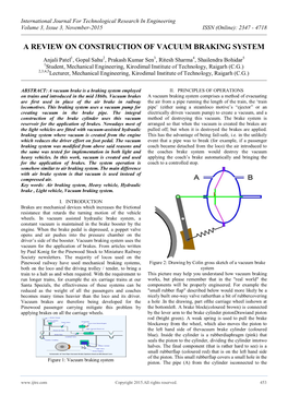 A Review on Construction of Vacuum Braking System