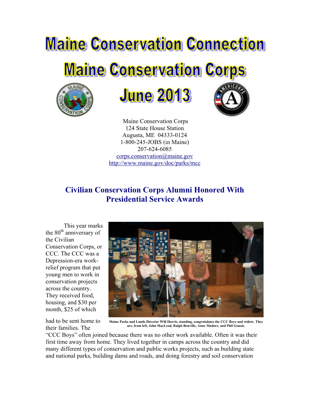 Civilian Conservation Corps Alumni Honored with Presidential Service Awards