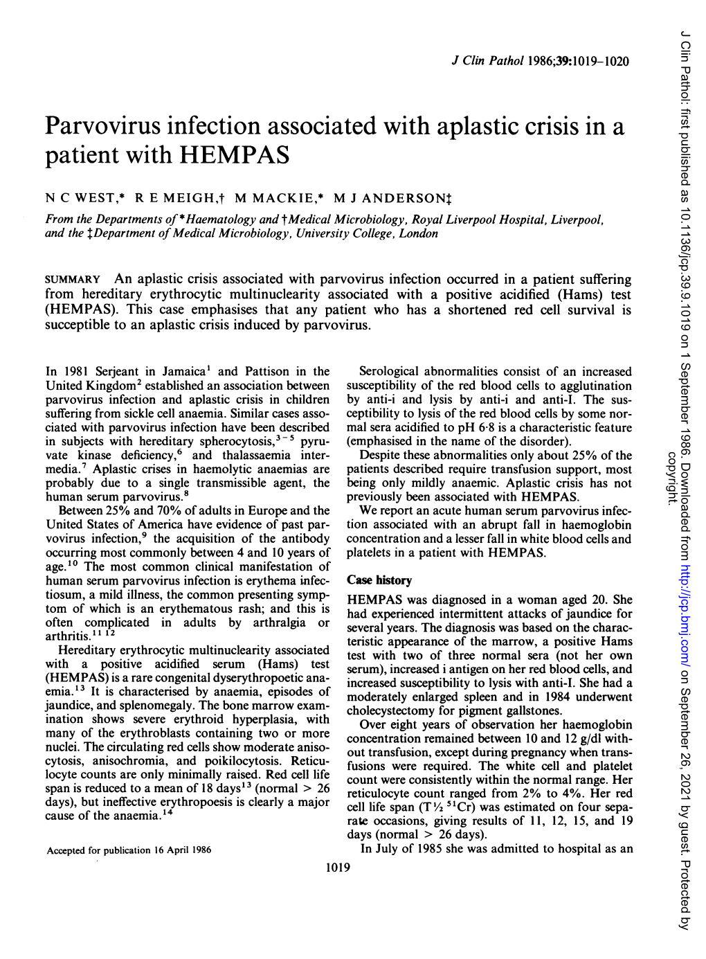 Patient with HEMPAS