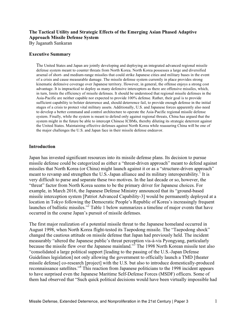 Paper 3 1 the Taepodong Incident Not Taken Place—We Are Even ‘Grateful’ to Pyongyang for ‘Helping’ Our Cause to Move on Ahead with Missile Defense.”5