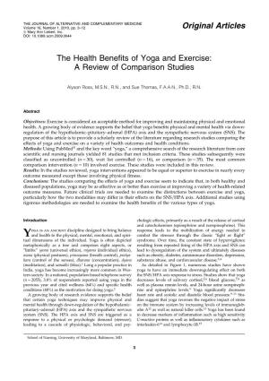The Health Benefits of Yoga and Exercise: a Review of Comparison Studies