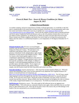 Forest & Shade Tree – Insect & Disease Conditions for Maine