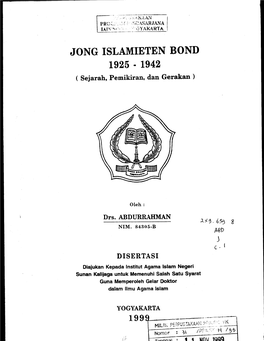 JONG ISLAMIETEN BOND 1925 . 1942 ( Sejarah, Pemikiran, Dan Gerakan)