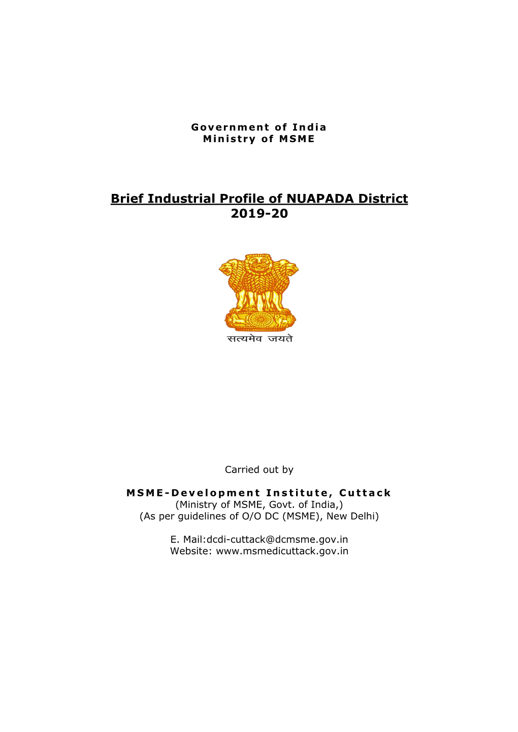 Brief Industrial Profile of NUAPADA District 2019-20