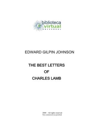 Edward Gilpin Johnson the Best Letters of Charles Lamb