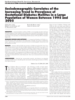 Sociodemographic Correlates of the Increasing Trend in Prevalence of Gestational Diabetes Mellitus in a Large Population of Women Between 1995 and 2005