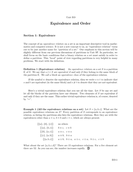 Equivalence and Order