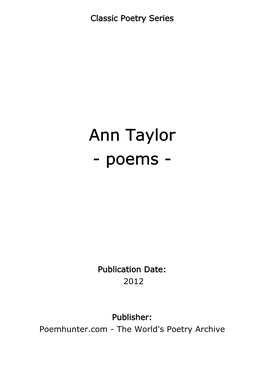 Ann Taylor - Poems