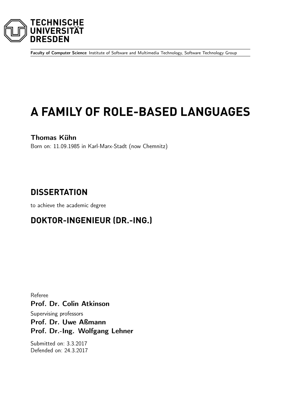 A Family of Role-Based Languages