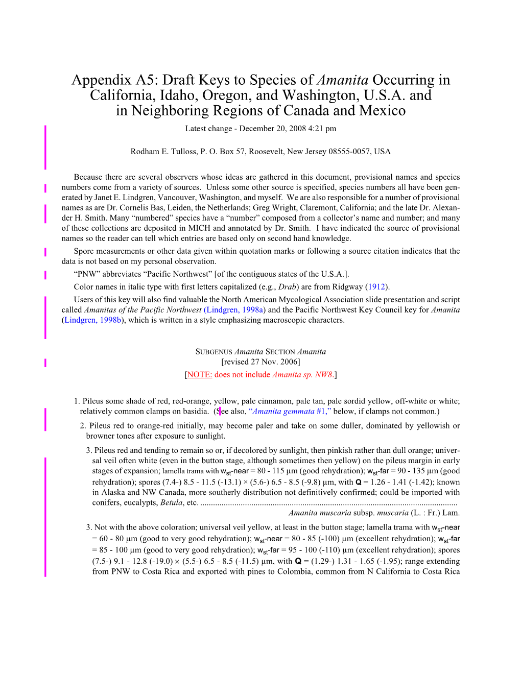 Amanita Occurring in California, Idaho, Oregon, and Washington, U.S.A