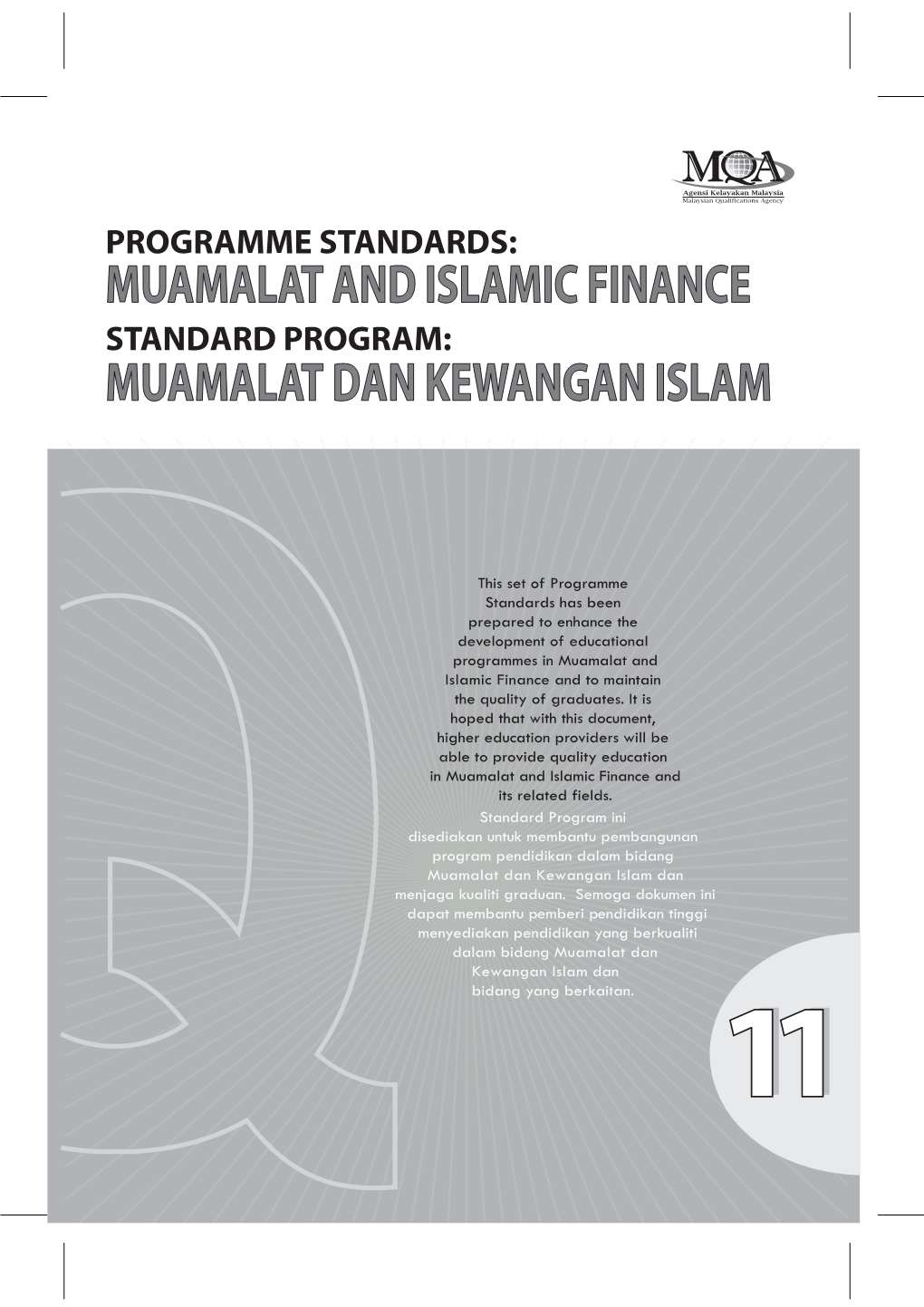 PROGRAMME STANDARDS: MUAMALAT & ISLAMIC FINANCE (Mif)